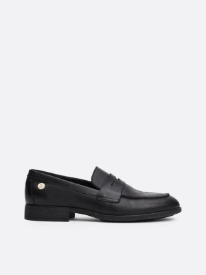 black leather stud loafers for women tommy hilfiger