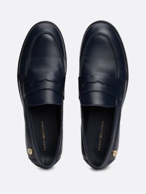 blau leder-loafer mit niete für damen - tommy hilfiger