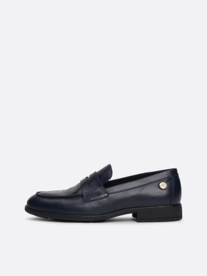 blau leder-loafer mit niete für damen - tommy hilfiger