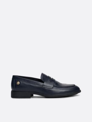 blau leder-loafer mit niete für damen - tommy hilfiger