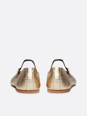 beige th x festive metallic leather mary jane ballerinas for women tommy hilfiger