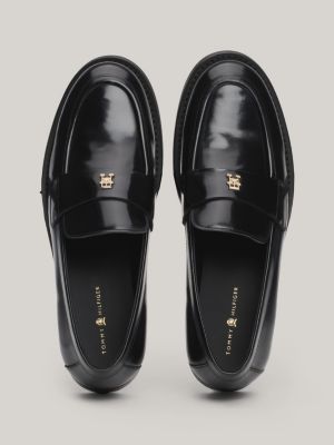 TH Monogram Leather Loafers Black Tommy Hilfiger