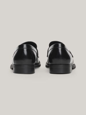 mocassins en cuir à monogramme th noir pour femmes tommy hilfiger