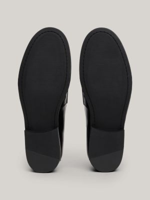 mocassins en cuir à monogramme th noir pour femmes tommy hilfiger