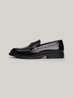 mocassins en cuir à monogramme th noir pour femmes tommy hilfiger