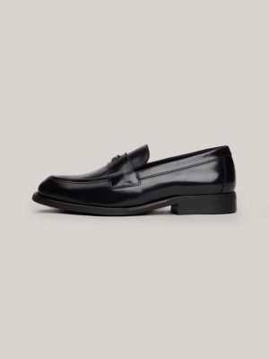 black th monogram leather loafers for women tommy hilfiger