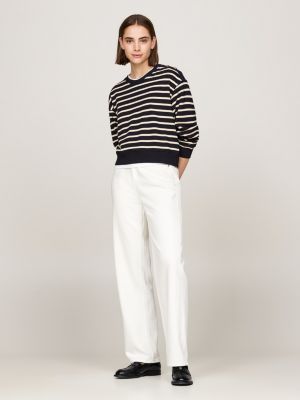 mocassins en cuir à monogramme th noir pour femmes tommy hilfiger