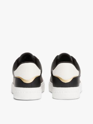 black leather court trainers for women tommy hilfiger