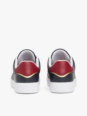 blue leather court trainers for women tommy hilfiger