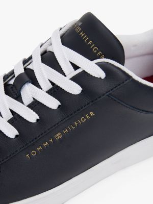 blue leather court trainers for women tommy hilfiger