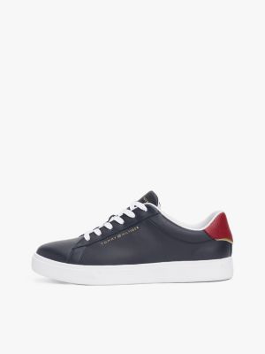 blue leather court trainers for women tommy hilfiger