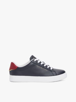 blue court-sneaker aus leder für damen - tommy hilfiger