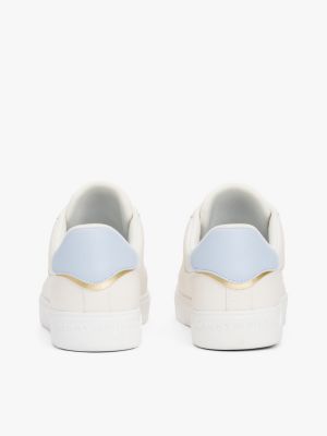 white leather court trainers for women tommy hilfiger