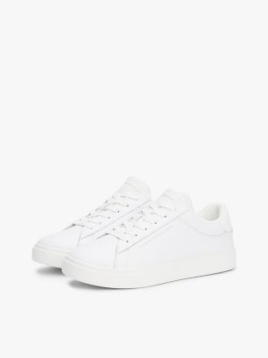 white leather court trainers for women tommy hilfiger