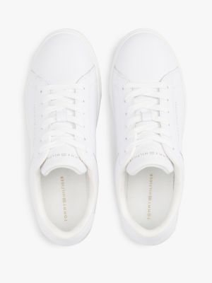 white leather court trainers for women tommy hilfiger