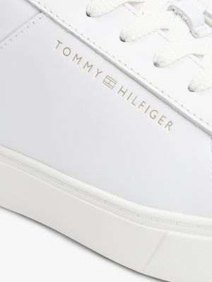 white leather court trainers for women tommy hilfiger