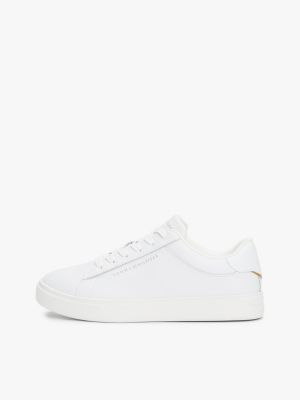 white leather court trainers for women tommy hilfiger