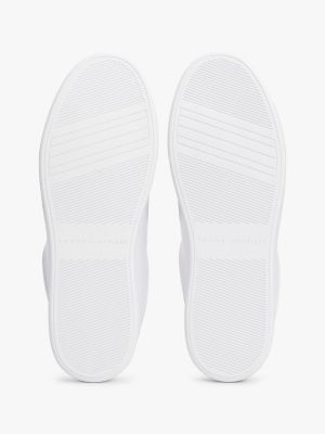 white leather signature tape court trainers for women tommy hilfiger