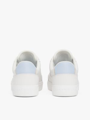 white th monogram leather court trainers for women tommy hilfiger