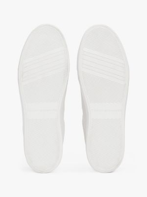 white th monogram leather court trainers for women tommy hilfiger