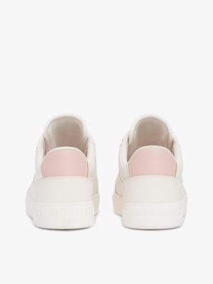 baskets en cuir à monogramme th blanc pour femmes tommy hilfiger
