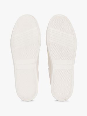 baskets en cuir à monogramme th blanc pour femmes tommy hilfiger