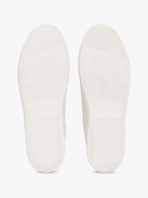 white leather th monogram court trainers for women tommy hilfiger