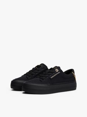 black contrast trim trainers for women tommy hilfiger