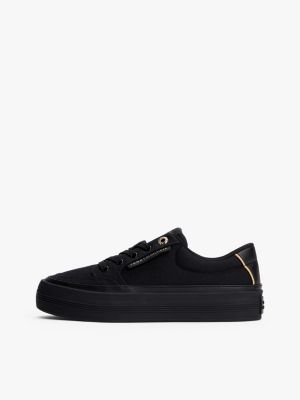 black contrast trim trainers for women tommy hilfiger