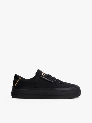 black contrast trim trainers for women tommy hilfiger