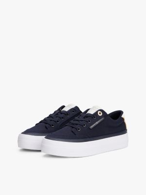 blauw sneaker met contrasterende rand voor dames - tommy hilfiger