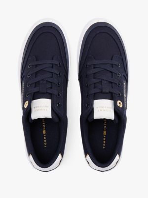 blauw sneaker met contrasterende rand voor dames - tommy hilfiger