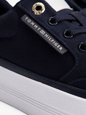 blauw sneaker met contrasterende rand voor dames - tommy hilfiger