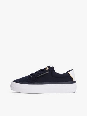 blauw sneaker met contrasterende rand voor dames - tommy hilfiger