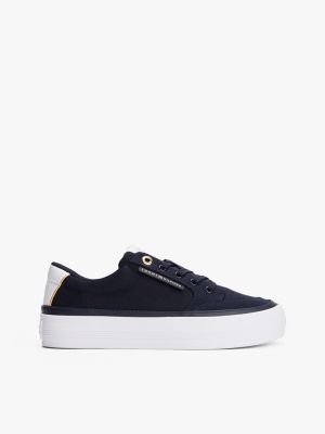 blue contrast trim trainers for women tommy hilfiger