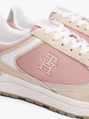 multi colour-blocked th monogram trainers for women tommy hilfiger