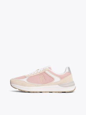 multi colour-blocked th monogram trainers for women tommy hilfiger