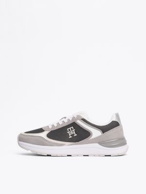 multi colour-blocked th monogram trainers for women tommy hilfiger