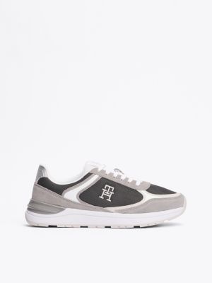 multi colour-blocked th monogram trainers for women tommy hilfiger