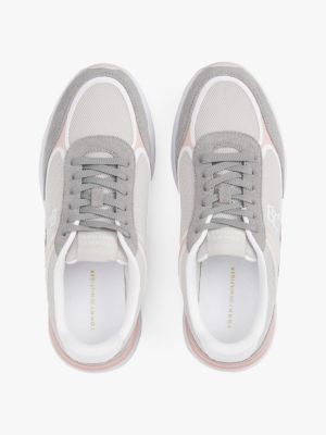 zapatillas color block con monograma th gris de mujeres tommy hilfiger