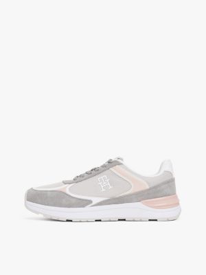 zapatillas color block con monograma th gris de mujeres tommy hilfiger