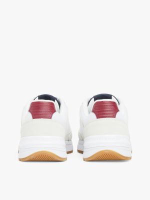 white colour-blocked th monogram trainers for women tommy hilfiger