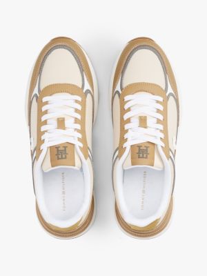 baskets en cuir à monogramme th plusieurs couleurs pour femmes tommy hilfiger