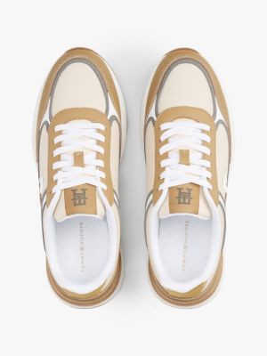 multi th monogram leather trainers for women tommy hilfiger