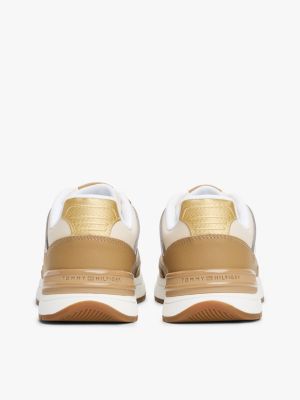 baskets en cuir à monogramme th plusieurs couleurs pour femmes tommy hilfiger