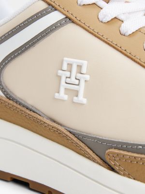 baskets en cuir à monogramme th plusieurs couleurs pour femmes tommy hilfiger
