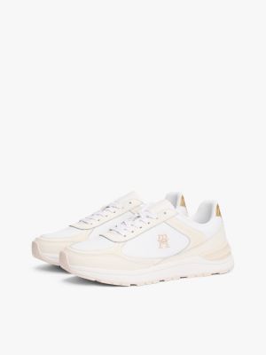 white th monogram leather trainers for women tommy hilfiger