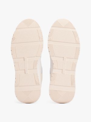 biały skórzane buty sportowe z monogramem th dla kobiety - tommy hilfiger