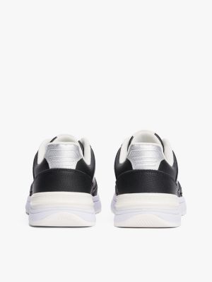 black th monogram leather trainers for women tommy hilfiger