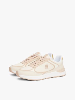 baskets en cuir à monogramme th plusieurs couleurs pour femmes tommy hilfiger